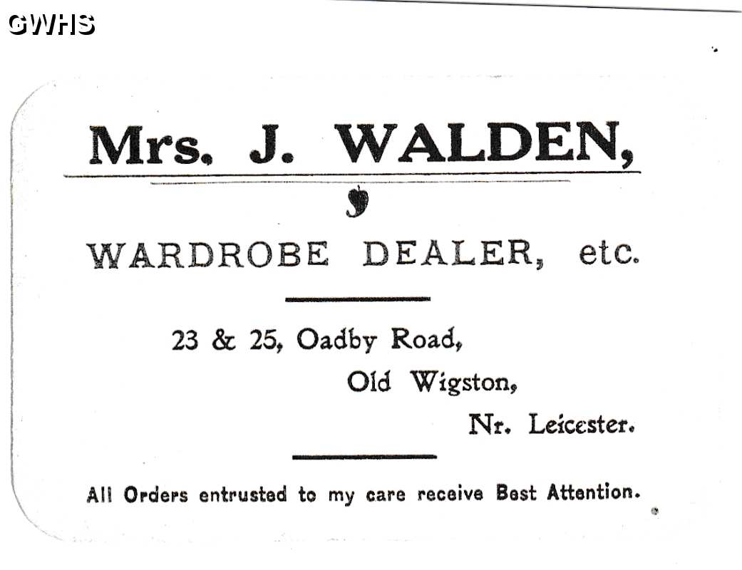 29-657 Advert for J Walden Old Wigston