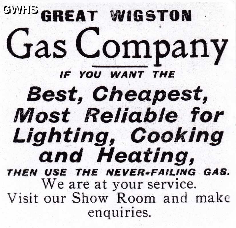 30-203 Great Wigston Gas Company Advert c 1930