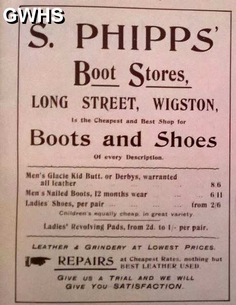 33-020 Advert for S Phipps Long Street Wigston Magna