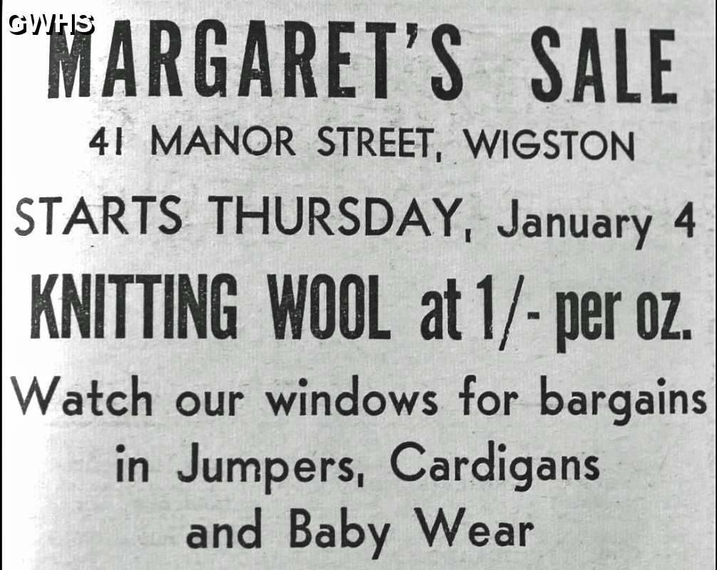 33-127 Advert for Margarets sale Manor Road Wigston Magna January 1968