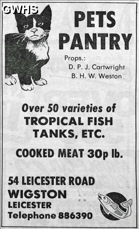 33-591 Advert for Pets Pantry 54 Leicester Road Wigston Magna 1978