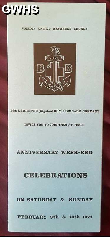 34-291 Advert for Boy's Brigade Anniversary weekend Feb 1974 Wigston Magna