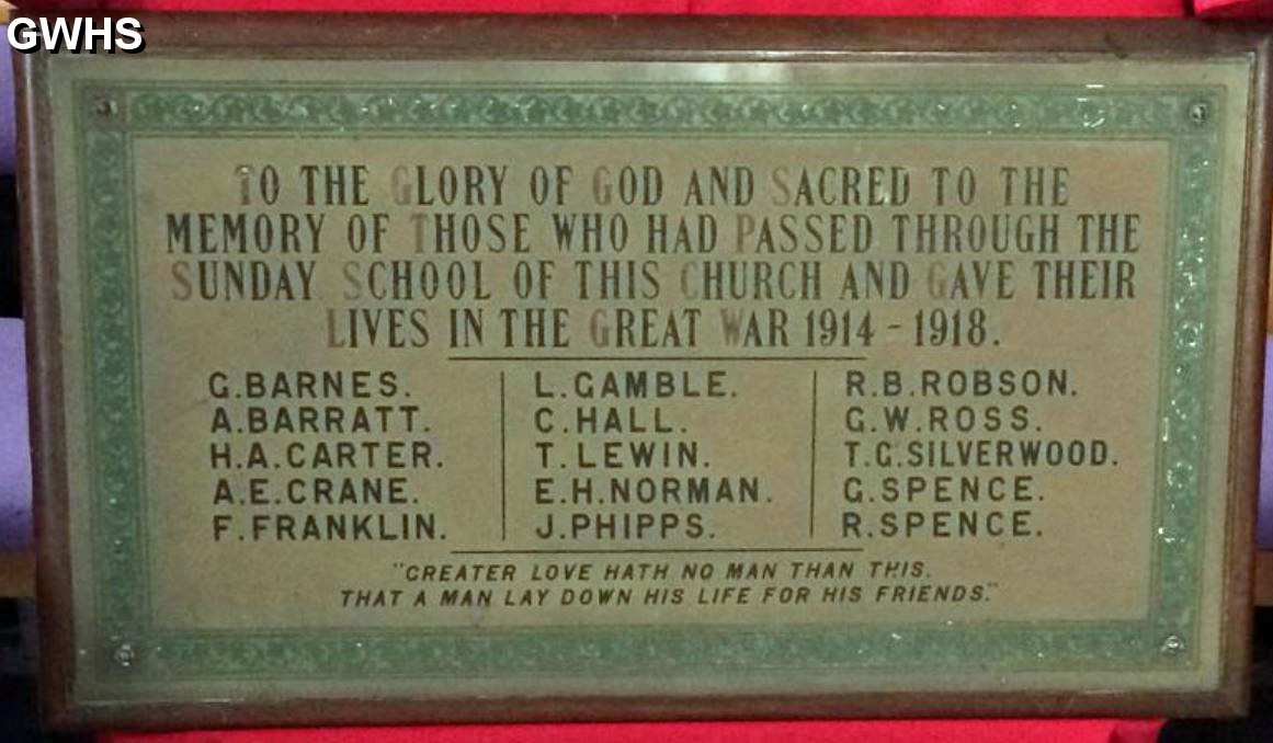 34-350 Memorial to WWI dead at Cross Street Methodist Church Wigston Magna