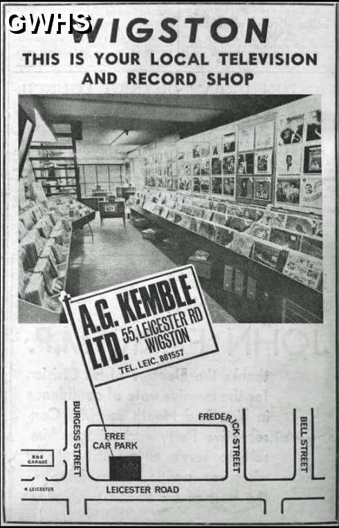 34-494 Advert for A G Kemble Leicester Road Wigston Magna 1970