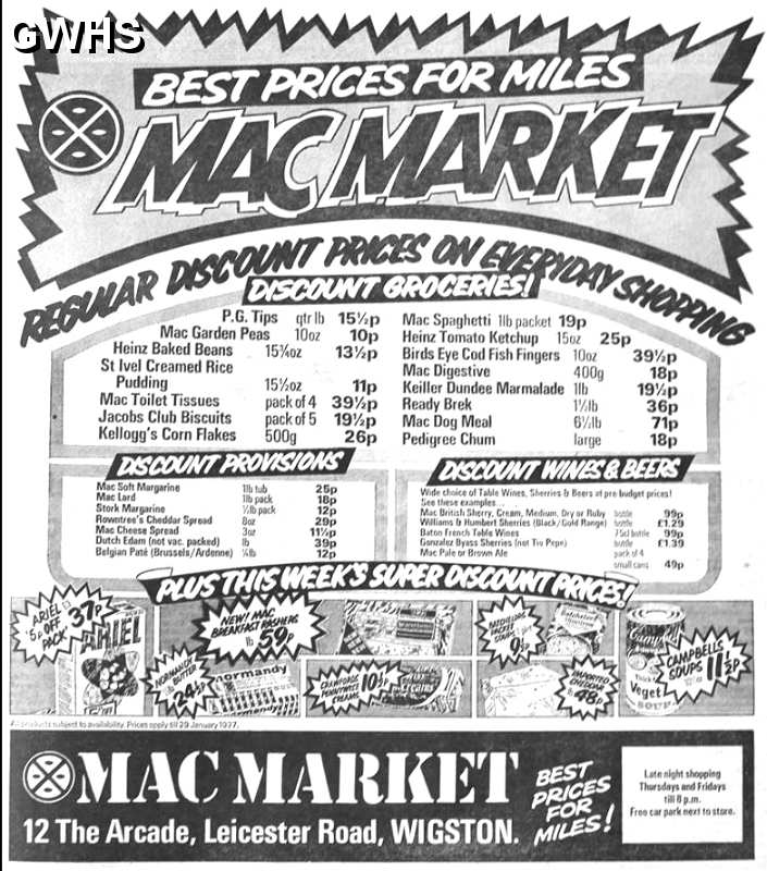 35-217 Advert for Mac Market Wigston Magna 1977