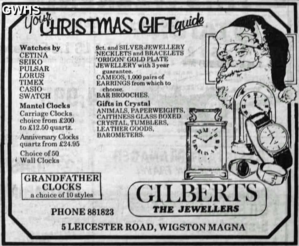 35-559 Advert for Gilbert's Jewellers Leicester Road Wigston Magna