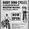 33-785 Advert for Barry Bond Cycles 4 Leicester Road Wigston Magna 1978