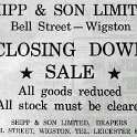35-218 Advert for Shipp's Bell Street Wigston Magna Closing Down Sale in 1977