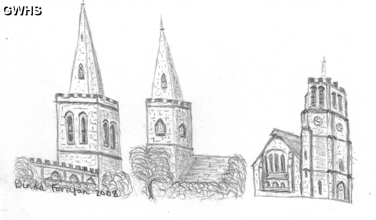 12-001 Wigston Churches drawn by Linda Forryan