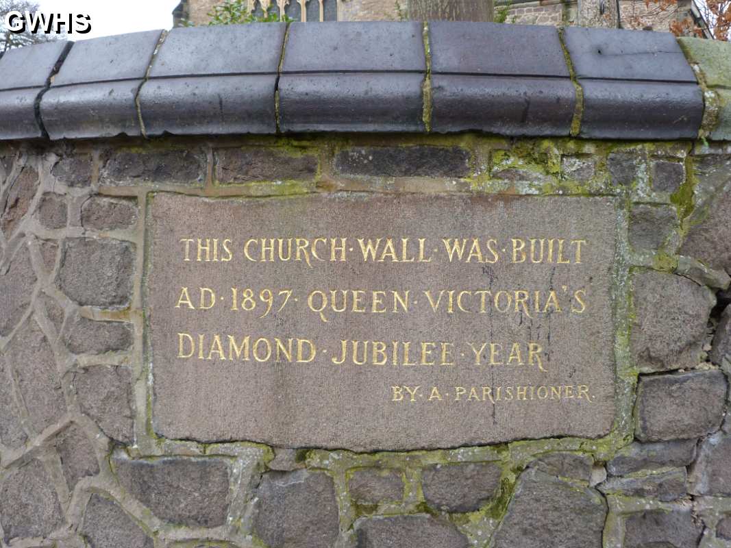 19-089 Plaque on All Saint's Church wall Moat Street Wigston Magna Feb 2012