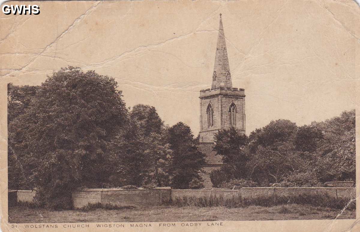 26-275 St Wolstans Church Wigston Magna taken from Oadby Lane circa 1910