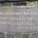 26-063 All Saints Church Wall Plaque showing it was built in 1897 Queen Victoria's Diamond Jubilee - April 2014
