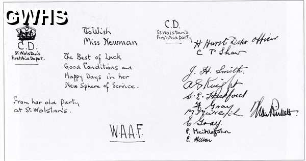 26-435 1940's Home Made Card Wigston Magna WAAF