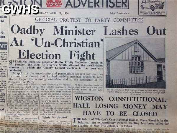 29-370 Wigston Constitutional Hall Wigston Magna article in Advertiser 1964