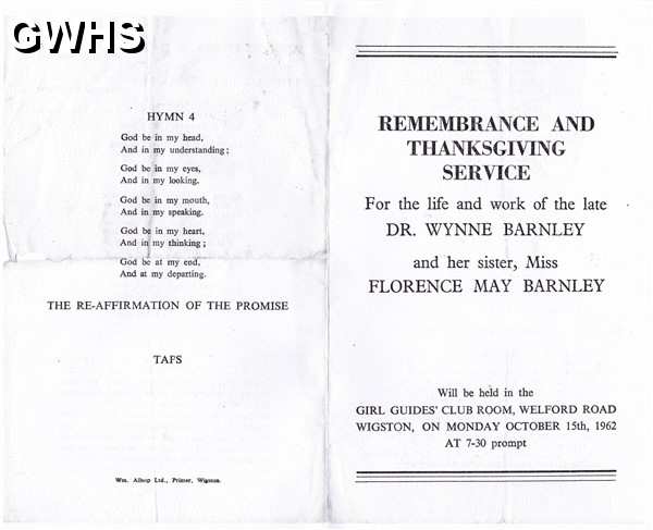 30-641 Rememberance & Thanksgiving Service for Dr Wynn Barnley and Miss Florence May Barnley 1962 part 1