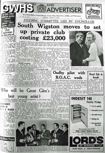 31-361 South Wigston Club Newspaper Front Page June 1971