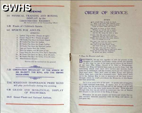 33-268 Official Wigston Programme of Events for the Coronation in 1937 pt3