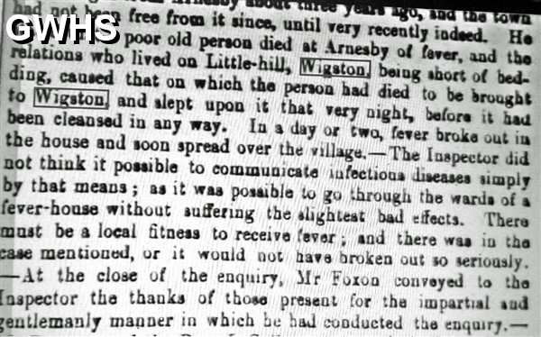 33-361 Wigston by the Health inspectors 4.11.1854