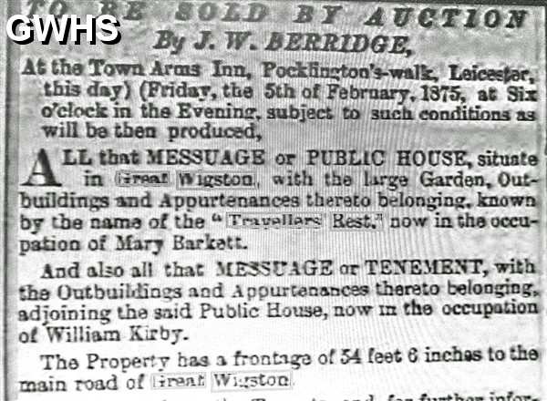33-384  Leicester Journal Travellers Rest 5.2.1875