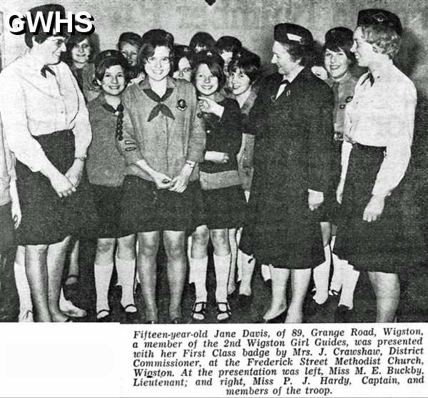 33-546 Jane Davis of the 2nd Wigston Girl Guides wins first badge 1968