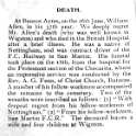31-171 Death of Wigston man William Allen in Beunos Ayres