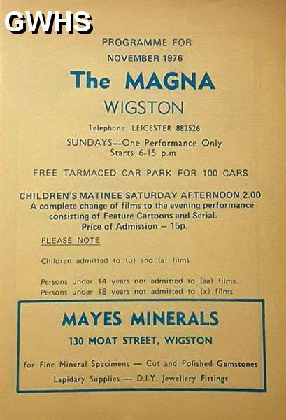 33-832 Programme for The Magna Cinema Wigston Magna