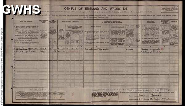 34-275 1911 Census for 21 Manor Street Wigston Magna