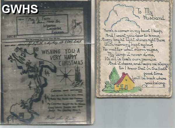 34-325 Christmas Card to Mrs A Frith of Wigston from Italy1944