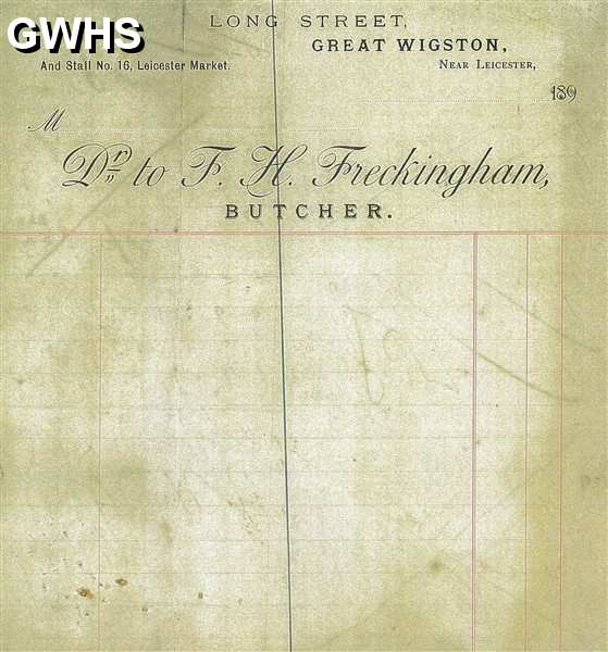 34-658 F H Freckingham Butchers Invoice Long Street Wigston Magna