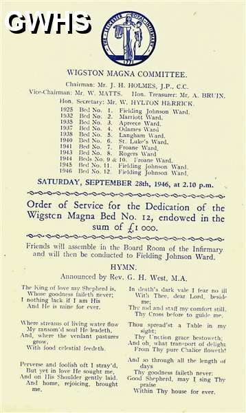 35-879 Leicester Royal Infermary dedication service sheet part 1
