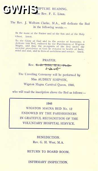 35-880 Leicester Royal Infermary dedication service sheet part 2