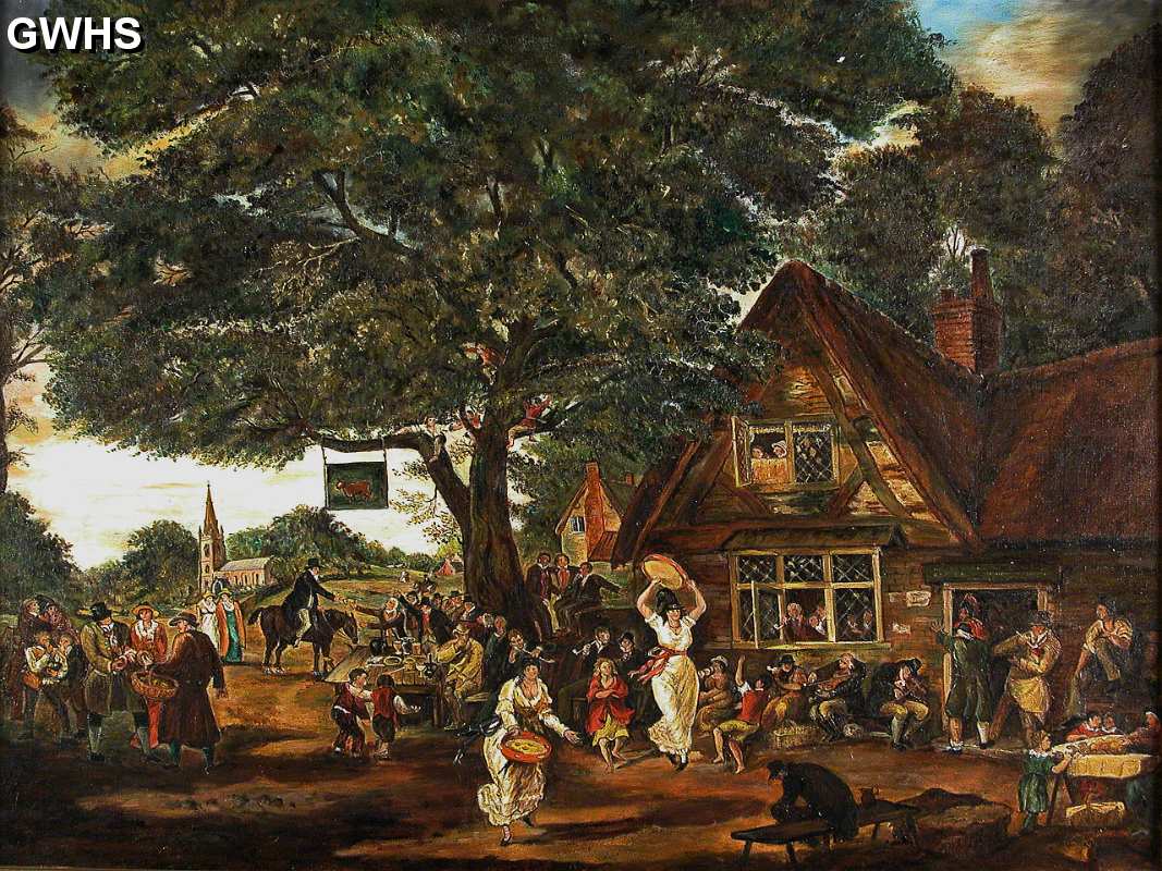 26-092 Village Feast - painting of old Wigston Magna