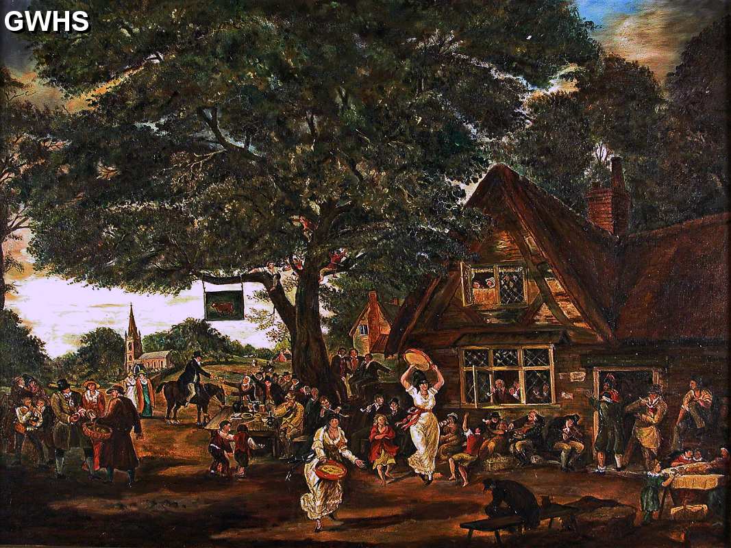 26-095 Village Feast - painting of old Wigston Magna