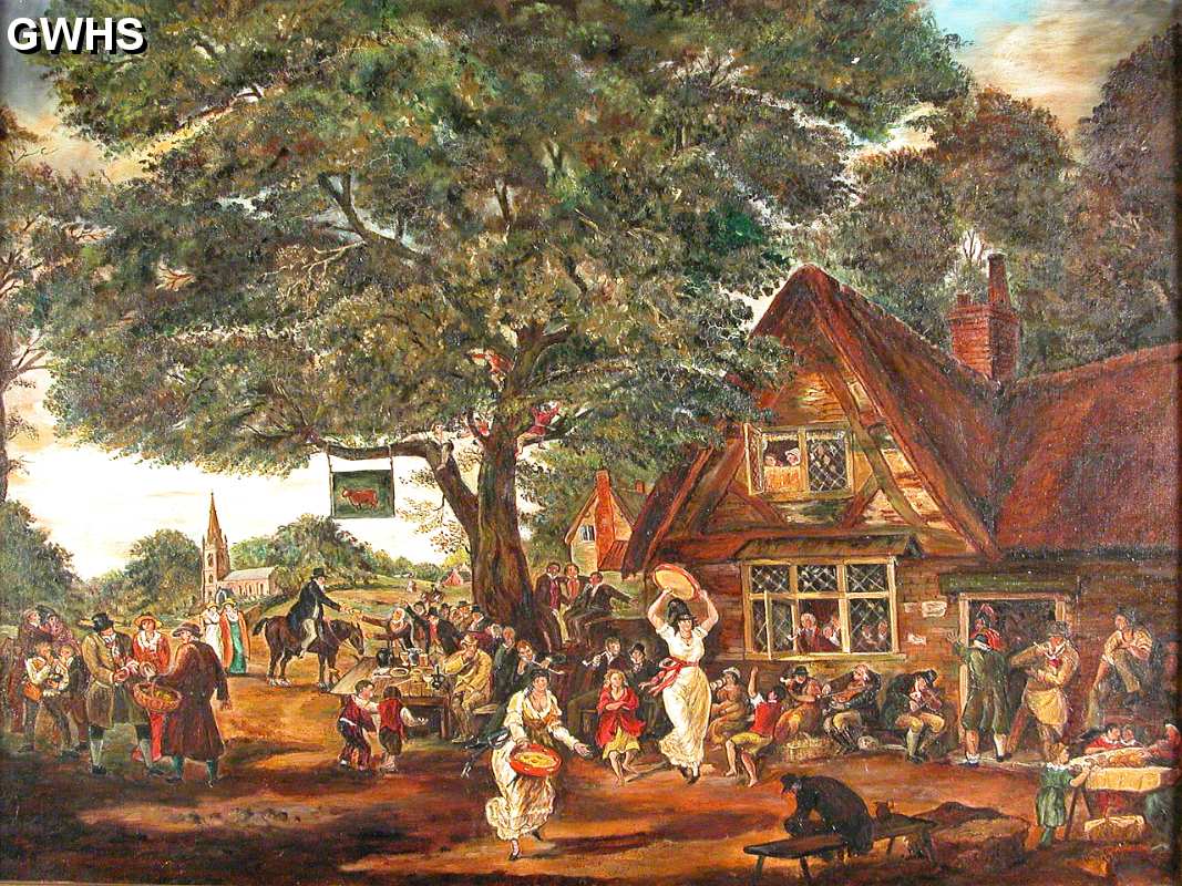 26-096 Village Feast - painting of old Wigston Magna