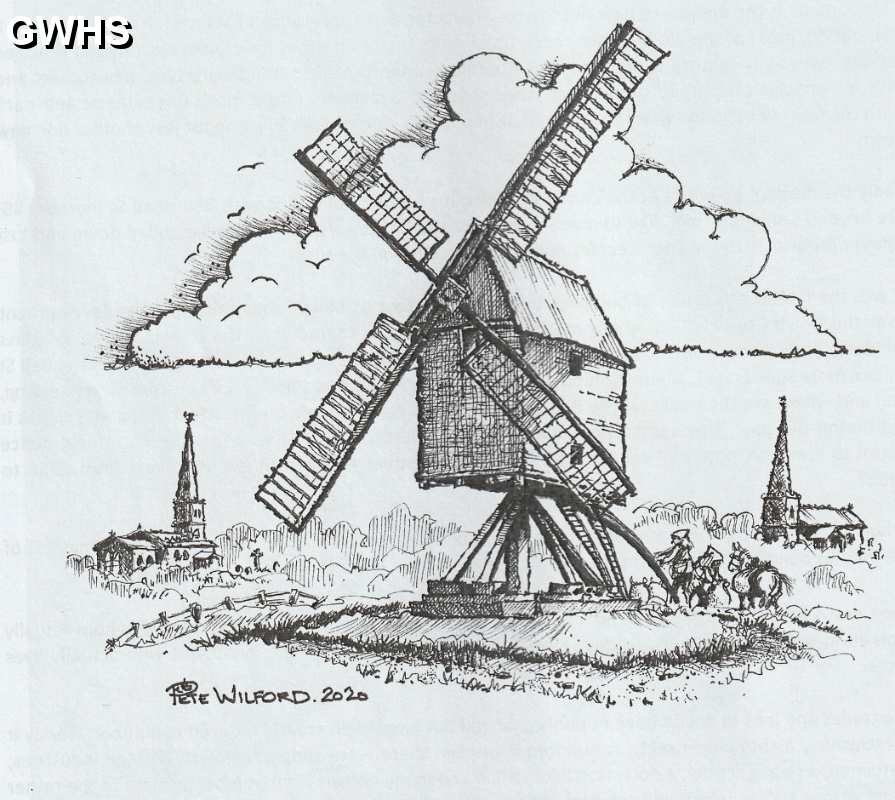 39-327 Drawing of the old windmill at the top of Gilliver Hill Weford Road Wigston Magna
