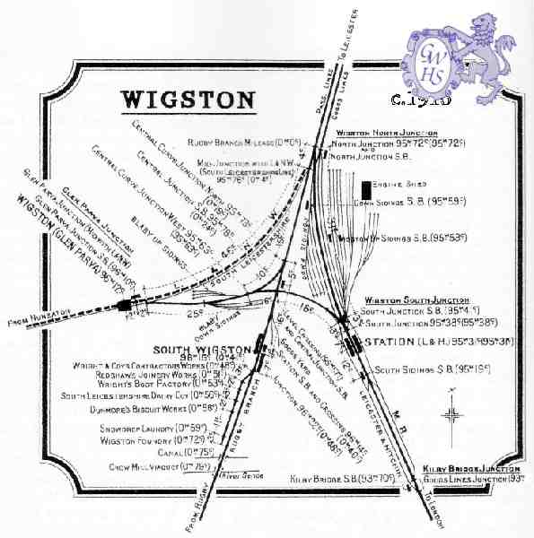 28-010 Midland Railway Distance Diagram - Wigston - c.1916  (JDS Collection)