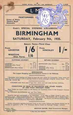 28-037 LMS 'flyer' for Wigston Glen Parva station- January 1935  (JDS Collection)